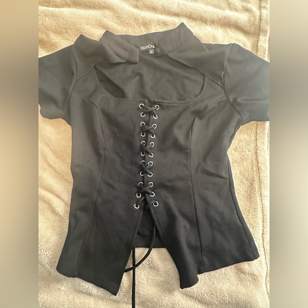 BLACK CORSET SHIRT SIZE LARGE